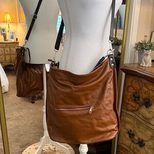 Gianni Conte Brown Genuine Leather Crossbody Shoulder Bag